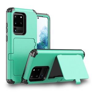 huismerk Voor Samsung Galaxy S20+ Stofdichte schokbestendige pc + TPU-behuizing met kaartsleuf & spiegel(Mintgroen)