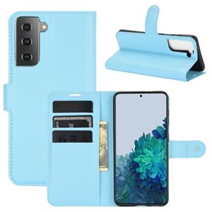 huismerk Voor Samsung Galaxy S21 + 5G Litchi Textuur Horizontale Flip Beschermhoes met Houder & Kaartsleuven & Portemonnee (Blauw)