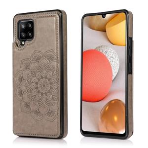 huismerk For Samsung Galaxy A42 5G Double Buckle Mandala PU+TPU Phone Case(Grey)