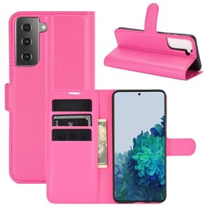 huismerk Voor Samsung Galaxy S21 + 5G Litchi Textuur Horizontale Flip Beschermhoes met Houder & Kaart Slots & Portemonnee (Rose Red)