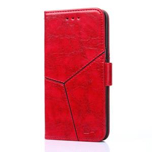 huismerk Geometrische stiksels horizontale flip TPU + PU lederen hoes met houder & kaartslots & portemonnee voor iPhone 6 / 6s(Rood)