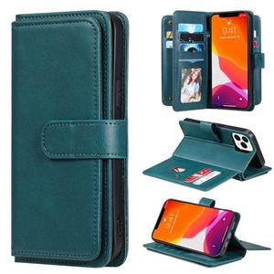 huismerk Multifunctionele magnetische koper gesp horizontale flip effen kleur lederen tas met 10 kaartslots & portemonnee en houder & fotolijst voor iPhone 13