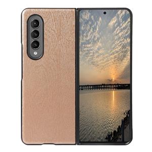 huismerk Voor Samsung Galaxy Z Fold3 5G Wood Texture PU-telefoonhoes