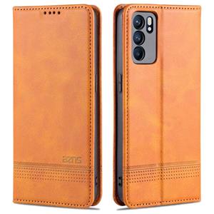 Voor oppo reno6 / reno6 pro azns magnetische kalfstructuur horizontale flip lederen tas met kaart slots & houder & portemonnee