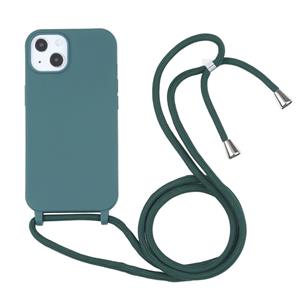 huismerk Candy Colors TPU beschermhoes met lanyard voor iPhone 13 mini (donkergroen)