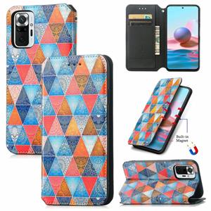 huismerk Voor Xiaomi Redmi Note 10 Pro Kleurrijke Magnetische Horizontale Flip PU Lederen Case met Houder & Card Slot & Portemonnee (Rhombus Mandala)