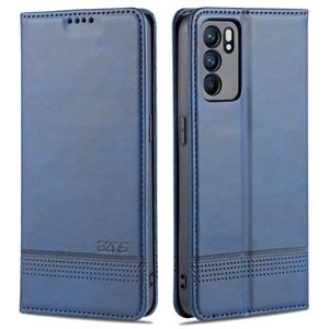 Voor Oppo Reno6 / Reno6 Pro AZNS Magnetische Kalfstructuur Horizontale Flip Lederen Case met Kaart Slots & Houder & Portemonnee (Donkerblauw)