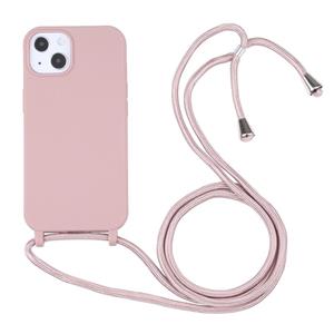 huismerk Snoepkleuren TPU-beschermhoes met Lanyard voor iPhone 13 Mini (Rose Gold)