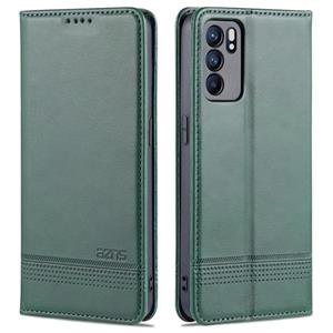 Voor Oppo Reno6 / Reno6 Pro AZNS Magnetische Kalfstructuur Horizontale Flip Leren Case met Kaart Slots & Houder & Portemonnee (Dark Green)