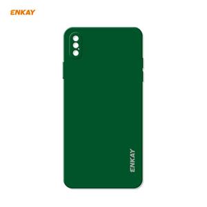 ENKAY ENK-PC072 Hat-Prince Liquid Siliconen Straight Edge Shockproof Beschermhoes voor iPhone XS Max (Donkergroen)