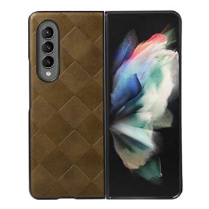 huismerk Voor Samsung Galaxy Z Fold3 5G Weave Plaid PU-telefooncase