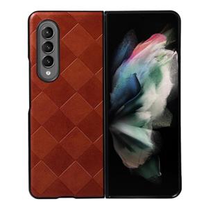 huismerk Voor Samsung Galaxy Z Fold3 5G Weave Plaid PU-telefoonhoes