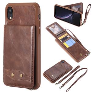 huismerk Voor iPhone XR Vertical Flip Shockproof Leather Protective Case met Long Rope Support Card Slots & Bracket & Photo Holder & Wallet Function(℃)