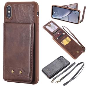 huismerk Voor iPhone XS Max Vertical Flip Shockproof Leather Protective Case met Long Rope Support Card Slots & Bracket & Photo Holder & Wallet Function(℃)