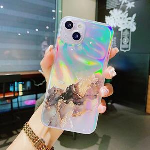 huismerk Laser Marble Pattern Clear TPU schokbestendige beschermhoes voor iPhone 13