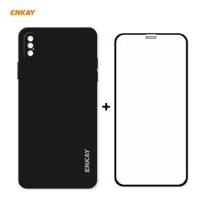 ENKAY ENK-PC0722 Hat-Prince Liquid Siliconen Straight Edge Schokbestendige beschermhoes + 0 26mm 9H 2.5D Full Glue Full Screen Tempered Glass Film For