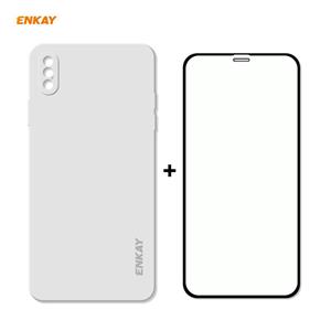 ENKAY ENK-PC0722 Hat-Prince Liquid Siliconen Straight Edge Schokbestendige beschermhoes + 0 26mm 9H 2.5D Full Glue Full Screen Tempered Glass Film For