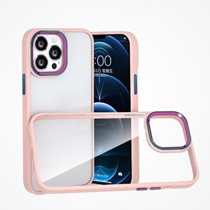 huismerk Colorful Metal Lens Ring Phone Case For iPhone 13 mini(Pink)