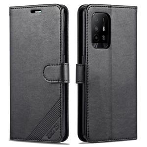 Voor Oppo A94 5G / RENO5Z 5G / F19 PRO + 5G AZNS SCHAPSKOON TEXTUUR Horizontale Flip Leren Case met Houder & Kaart Slots & Portemonnee (Zwart)