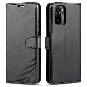 Voor Xiaomi Redmi Note 10 4G AZNS Sheepskin Texture Horizontale Flip Leren Case met Houder & Card Slots & Portemonnee (Zwart)