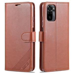 Voor Xiaomi Redmi Note 10 4G AZNS Sheepskin Texture Horizontale Flip Leren Case met Houder & Card Slots & Portemonnee (Bruin)