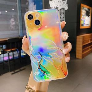 huismerk Laser Marble Pattern Clear TPU schokbestendige beschermhoes voor iPhone 13 pro max