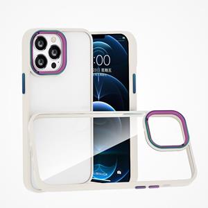 huismerk Colorful Metal Lens Ring Phone Case For iPhone 13 Pro(White)