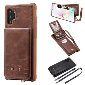 huismerk Voor Galaxy Note 10+ Vertical Flip Shockproof Leather Protective Case met Long Rope Support Card Slots & Bracket & Photo Holder & Wallet Function(℃)