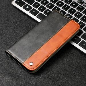 huismerk Zakelijke Effen Kleur Stitching Horizontale Flip Leren Case met Houder & Card Slots voor iPhone 13 Pro Max (Brown)