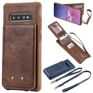 huismerk Voor Galaxy S10+ Vertical Flip Shockproof Leather Protective Case met Long Rope Support Card Slots & Bracket & Photo Holder & Wallet Function(℃)