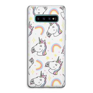 CaseCompany Rainbow Unicorn: Samsung Galaxy S10 Plus Transparant Hoesje