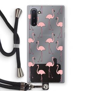 CaseCompany Anything Flamingoes: Samsung Galaxy Note 10 Transparant Hoesje met koord