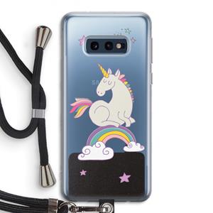 CaseCompany Regenboog eenhoorn: Samsung Galaxy S10e Transparant Hoesje met koord