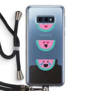 CaseCompany Smiley watermeloen: Samsung Galaxy S10e Transparant Hoesje met koord