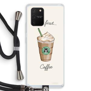 CaseCompany But first coffee: Samsung Galaxy S10 Lite Transparant Hoesje met koord