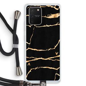 CaseCompany Gouden marmer: Samsung Galaxy S10 Lite Transparant Hoesje met koord