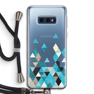 CaseCompany Gekleurde driehoekjes blauw: Samsung Galaxy S10e Transparant Hoesje met koord
