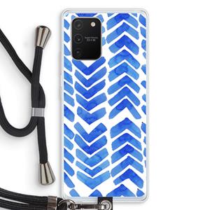CaseCompany Blauwe pijlen: Samsung Galaxy S10 Lite Transparant Hoesje met koord