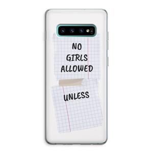 CaseCompany No Girls Allowed Unless: Samsung Galaxy S10 Plus Transparant Hoesje