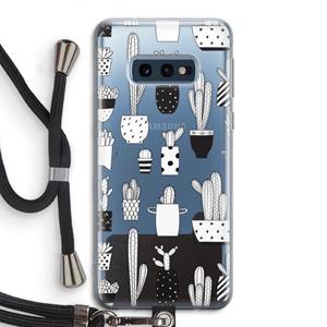 CaseCompany Cactusmotief: Samsung Galaxy S10e Transparant Hoesje met koord