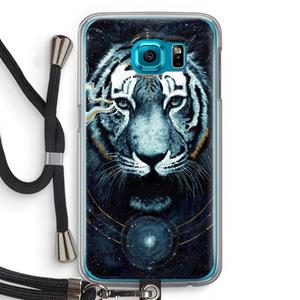 CaseCompany Darkness Tiger: Samsung Galaxy S6 Transparant Hoesje met koord