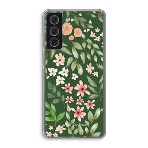 CaseCompany Botanical green sweet flower heaven: Samsung Galaxy S21 FE Transparant Hoesje