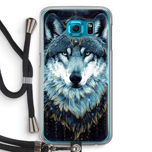 CaseCompany Darkness Wolf: Samsung Galaxy S6 Transparant Hoesje met koord