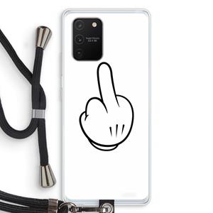 CaseCompany Middle finger white: Samsung Galaxy S10 Lite Transparant Hoesje met koord