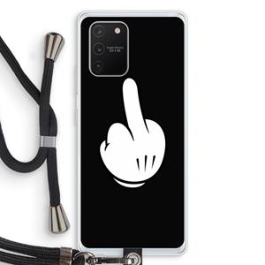 CaseCompany Middle finger black: Samsung Galaxy S10 Lite Transparant Hoesje met koord