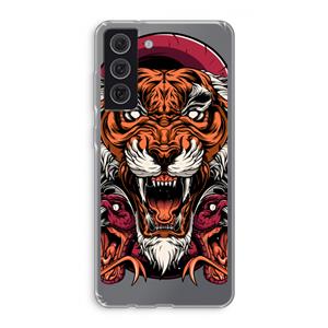 CaseCompany Tiger and Rattlesnakes: Samsung Galaxy S21 FE Transparant Hoesje