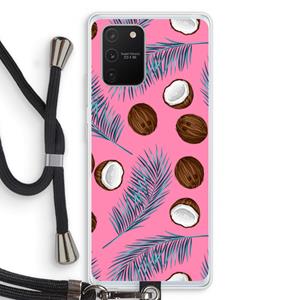 CaseCompany Kokosnoot roze: Samsung Galaxy S10 Lite Transparant Hoesje met koord