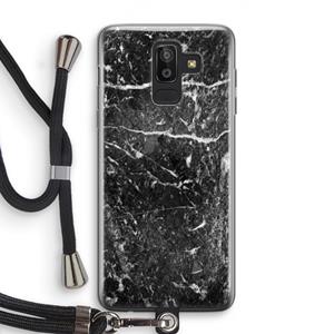 CaseCompany Zwart marmer: Samsung Galaxy J8 (2018) Transparant Hoesje met koord