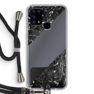 CaseCompany Zwart marmer: Samsung Galaxy M31 Transparant Hoesje met koord