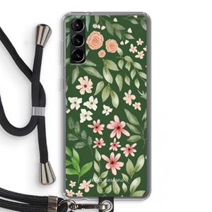 CaseCompany Botanical green sweet flower heaven: Samsung Galaxy S21 Plus Transparant Hoesje met koord